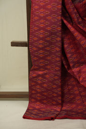 Maroon Raw Silk Ikat Saree - SRMRSIS1097