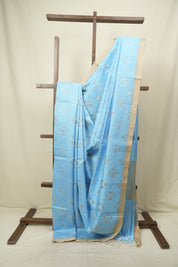 Blue Bengal Cotton Silk Jamdani Saree - SRBBCSJS09