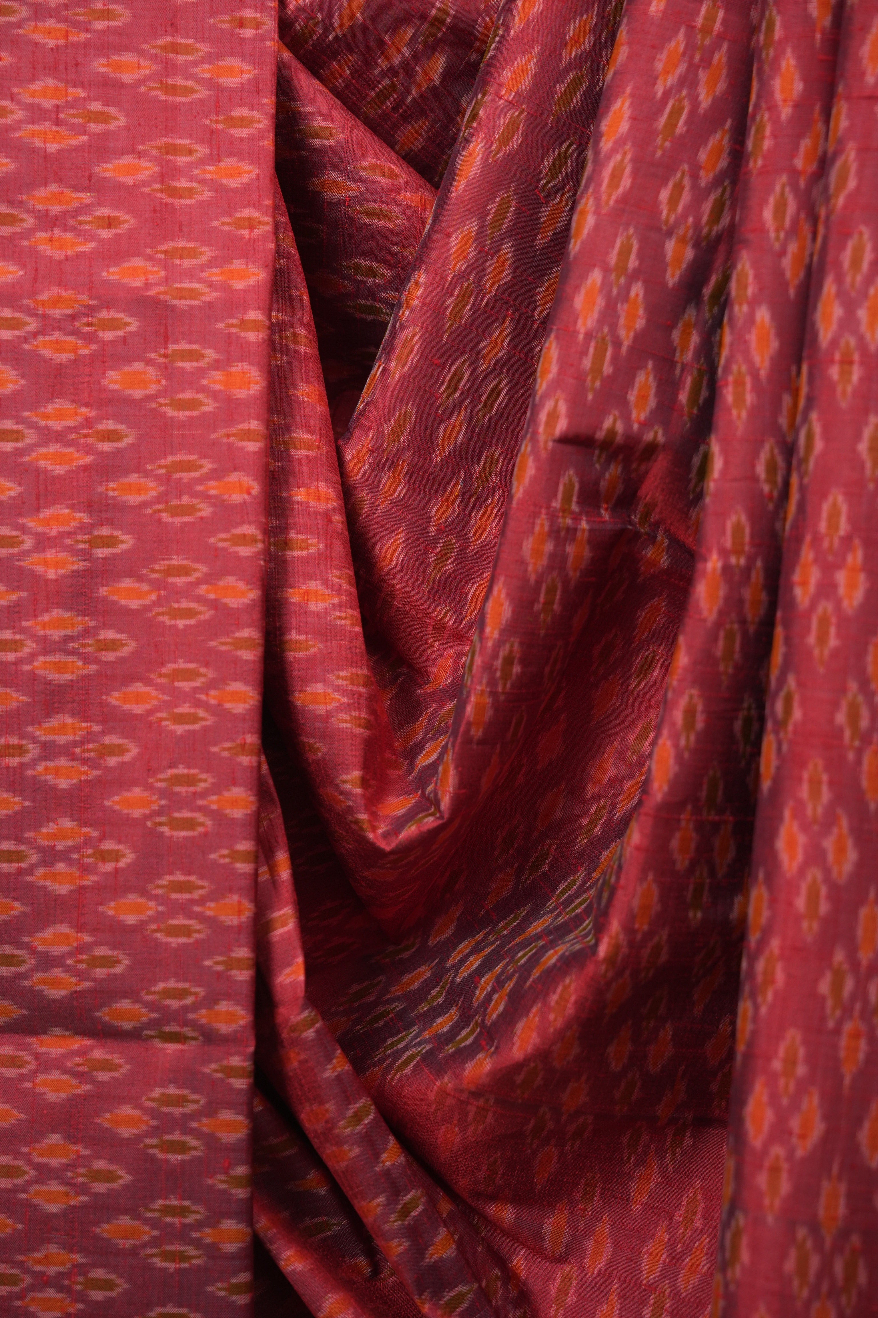 Maroon Raw Silk Ikat Saree - SRMRSIS1097