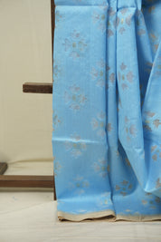 Blue Bengal Cotton Silk Jamdani Saree - SRBBCSJS09