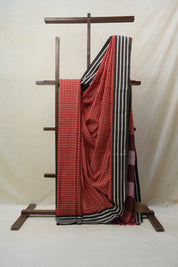 Orange Cotton Ilkal Saree with Stripe Border - SROCIS601