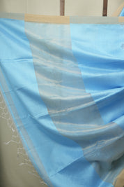 Blue Bengal Cotton Silk Jamdani Saree - SRBBCSJS09