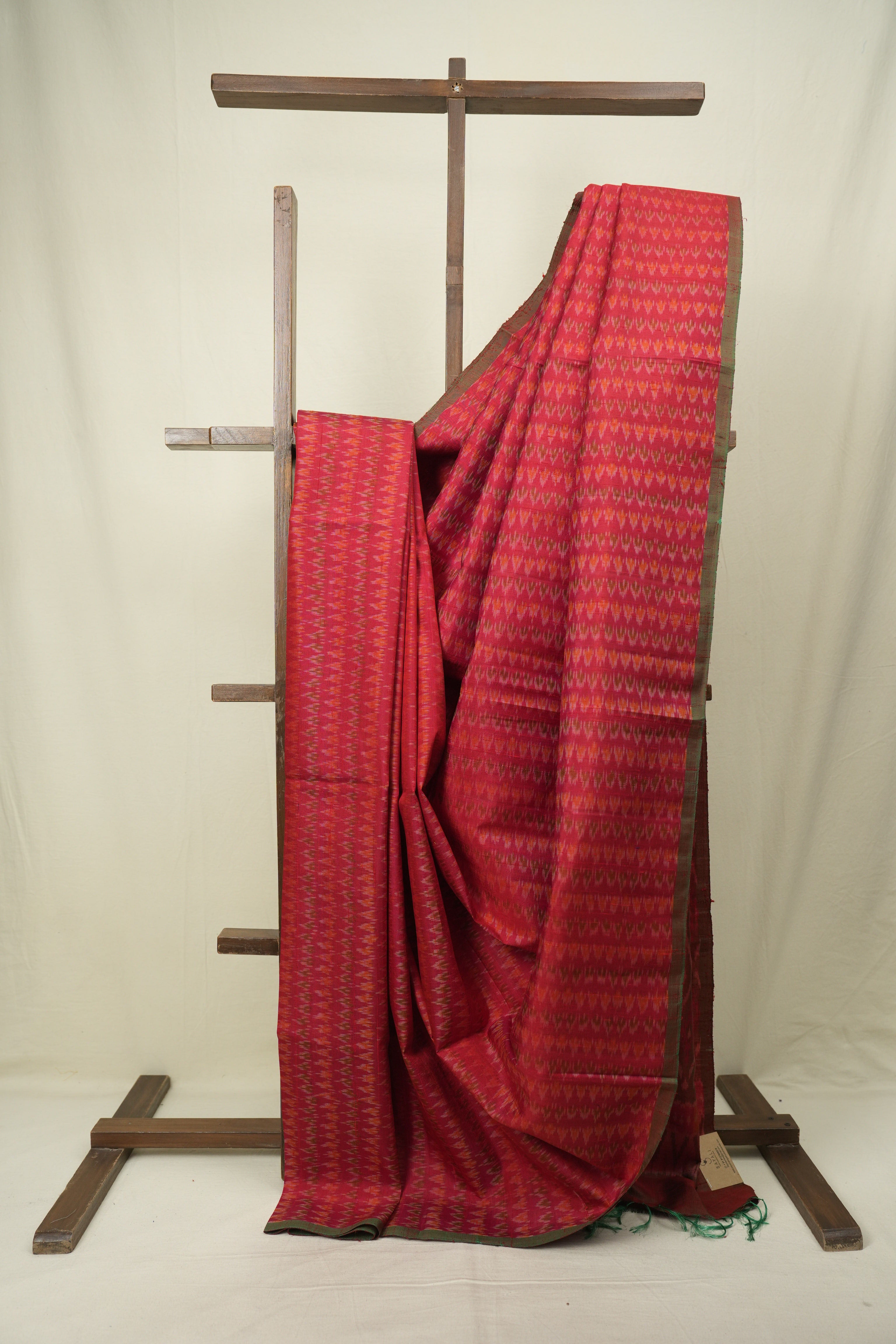 Red Raw Silk Ikat Saree - SRRRSIS1098