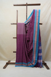 Magenta Cotton Ilkal Saree with Chikki Border - SRMCIS600