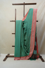 Green Cotton Ilkal Saree with Gayatri Border - SRGCIS597