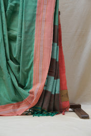 Green Cotton Ilkal Saree with Gayatri Border - SRGCIS597