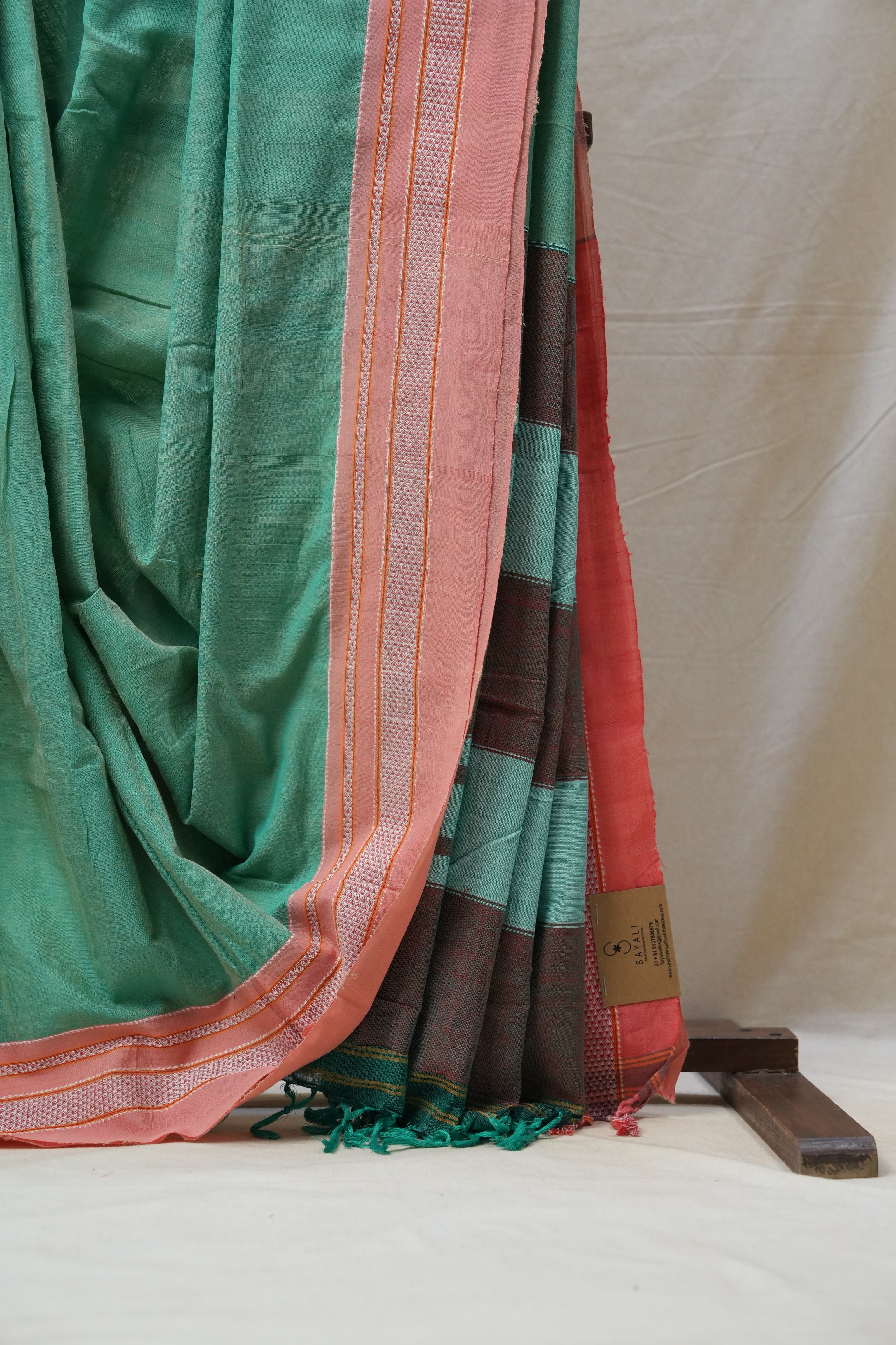 Green Cotton Ilkal Saree with Gayatri Border - SRGCIS597