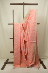 Peach Bengal Cotton Silk Jamdani Saree - SRPBCSJS08