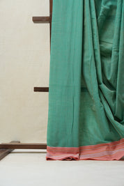 Green Cotton Ilkal Saree with Gayatri Border - SRGCIS597