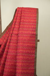 Red Raw Silk Ikat Saree - SRRRSIS1098