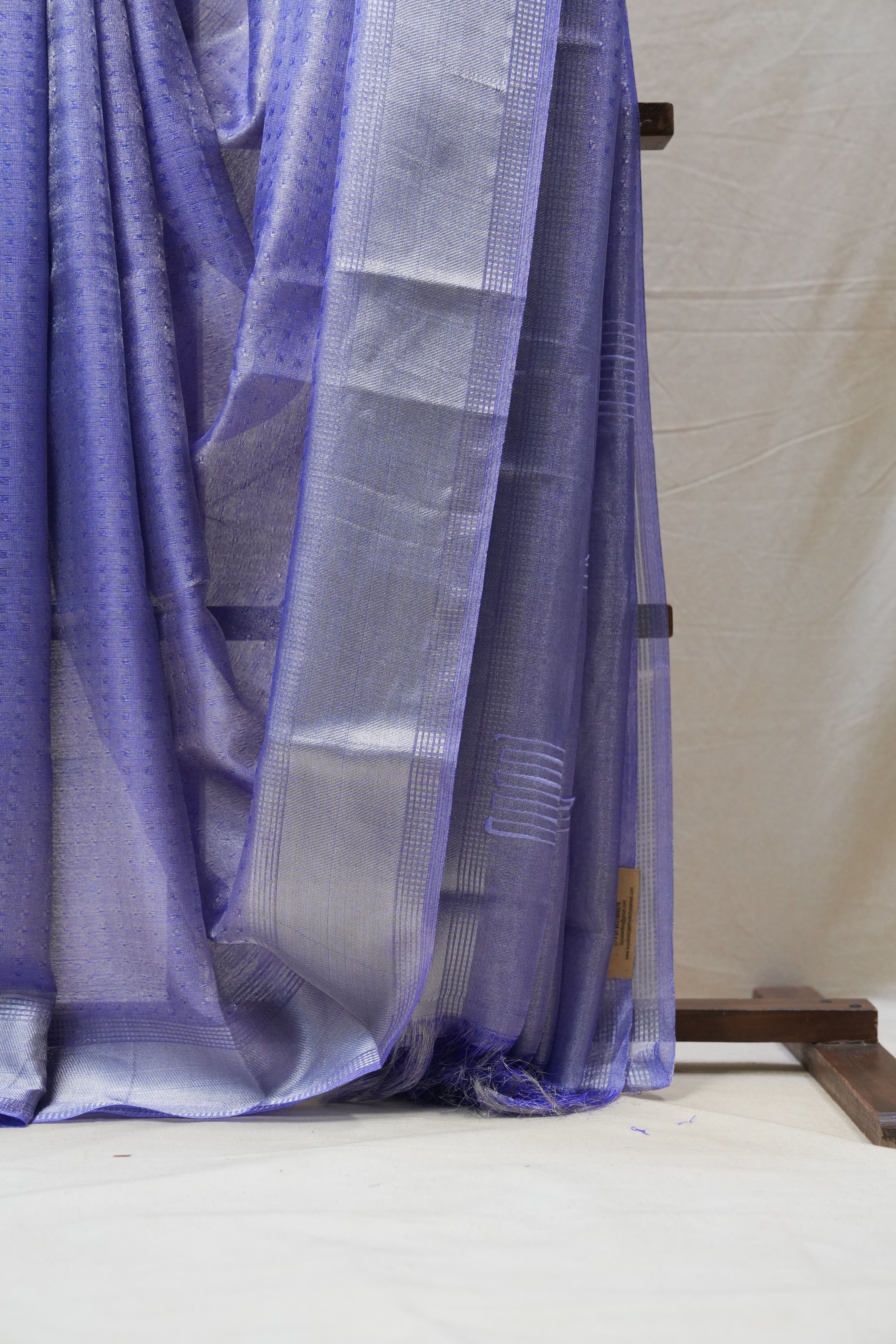 Blue Silver Tissue Tussar Silk Saree - SRBSTTSS447