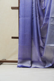 Blue Silver Tissue Tussar Silk Saree - SRBSTTSS447