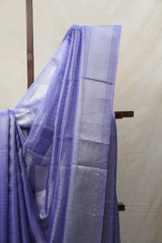Blue Silver Tissue Tussar Silk Saree - SRBSTTSS447