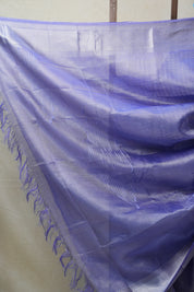 Blue Silver Tissue Tussar Silk Saree - SRBSTTSS447