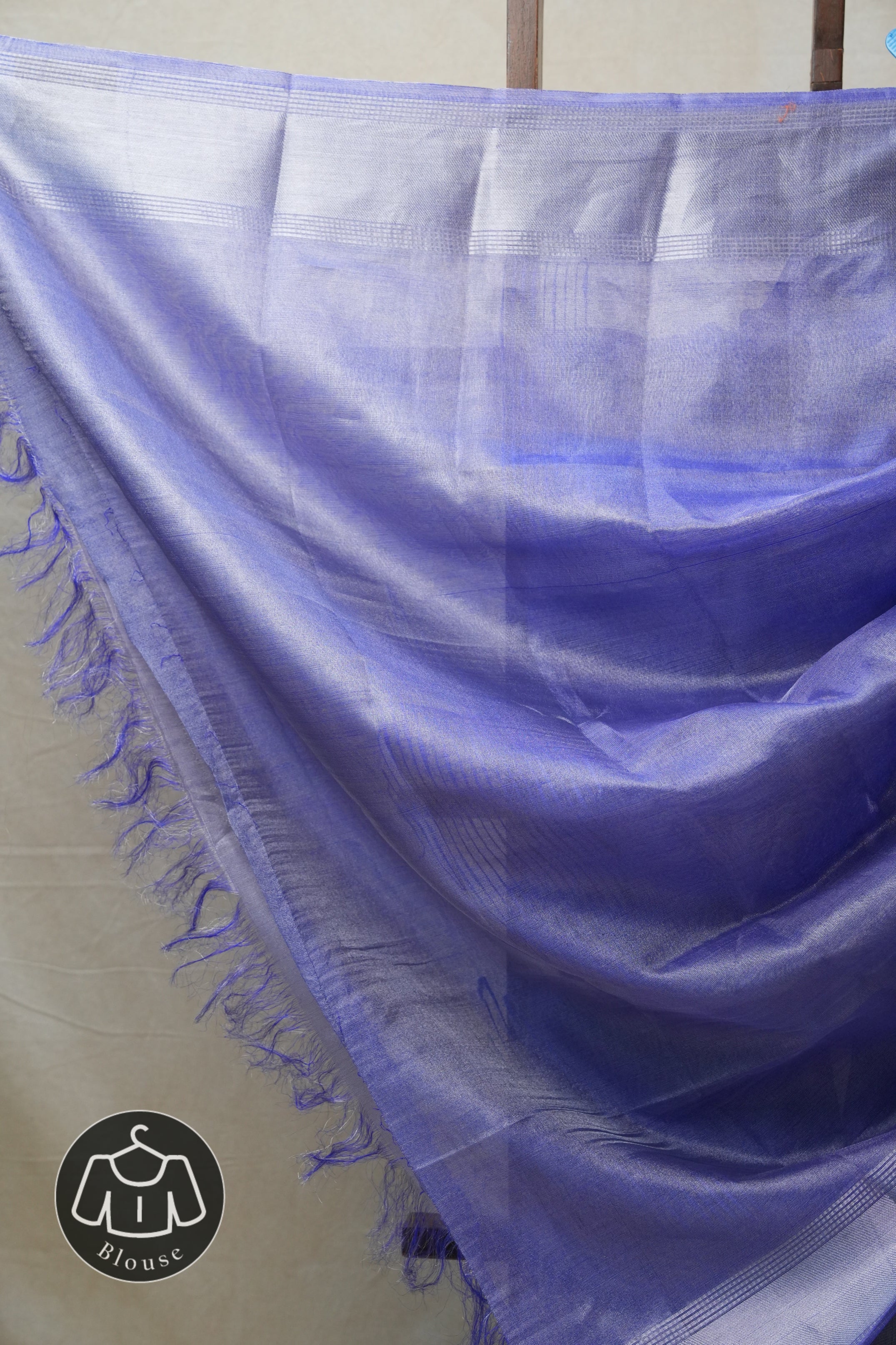 Blue Silver Tissue Tussar Silk Saree - SRBSTTSS447