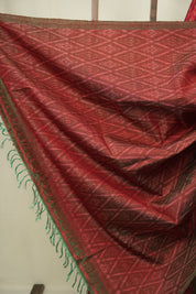 Red Raw Silk Ikat Saree - SRRRSIS1098
