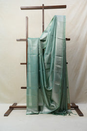 Turquoise Silver Tissue Tussar Silk Saree - SRTSTTSS450