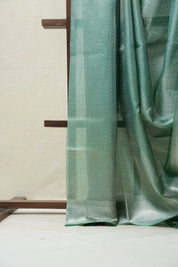 Turquoise Silver Tissue Tussar Silk Saree - SRTSTTSS450