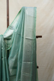 Turquoise Silver Tissue Tussar Silk Saree - SRTSTTSS450