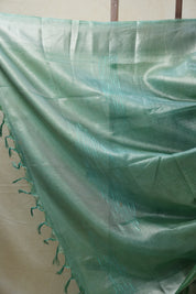 Turquoise Silver Tissue Tussar Silk Saree - SRTSTTSS450