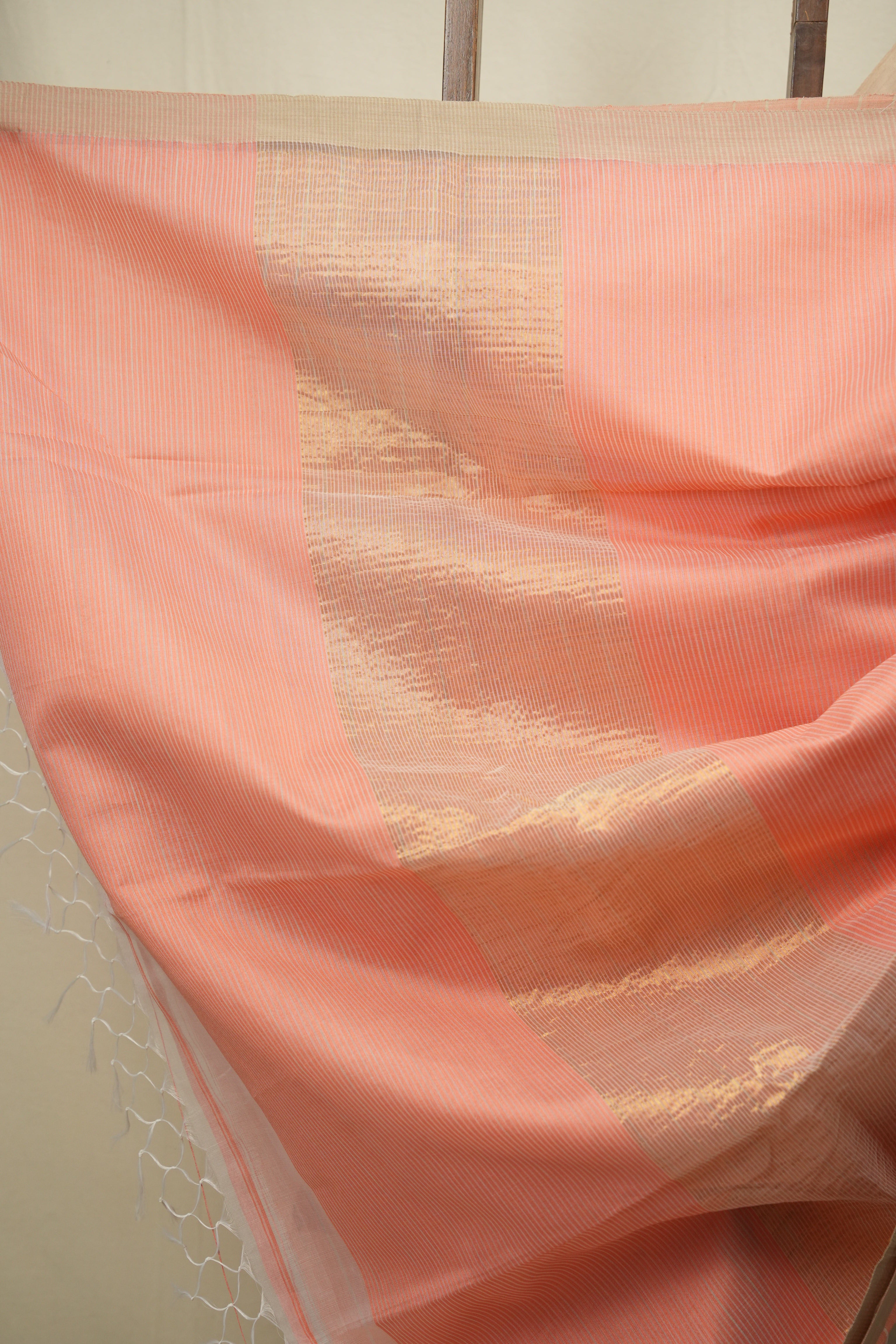 Peach Bengal Cotton Silk Jamdani Saree - SRPBCSJS08