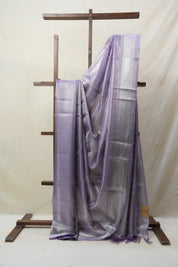 Purple Silver Tissue Tussar Silk Saree - SRPSTTSS451