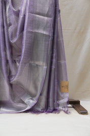 Purple Silver Tissue Tussar Silk Saree - SRPSTTSS451