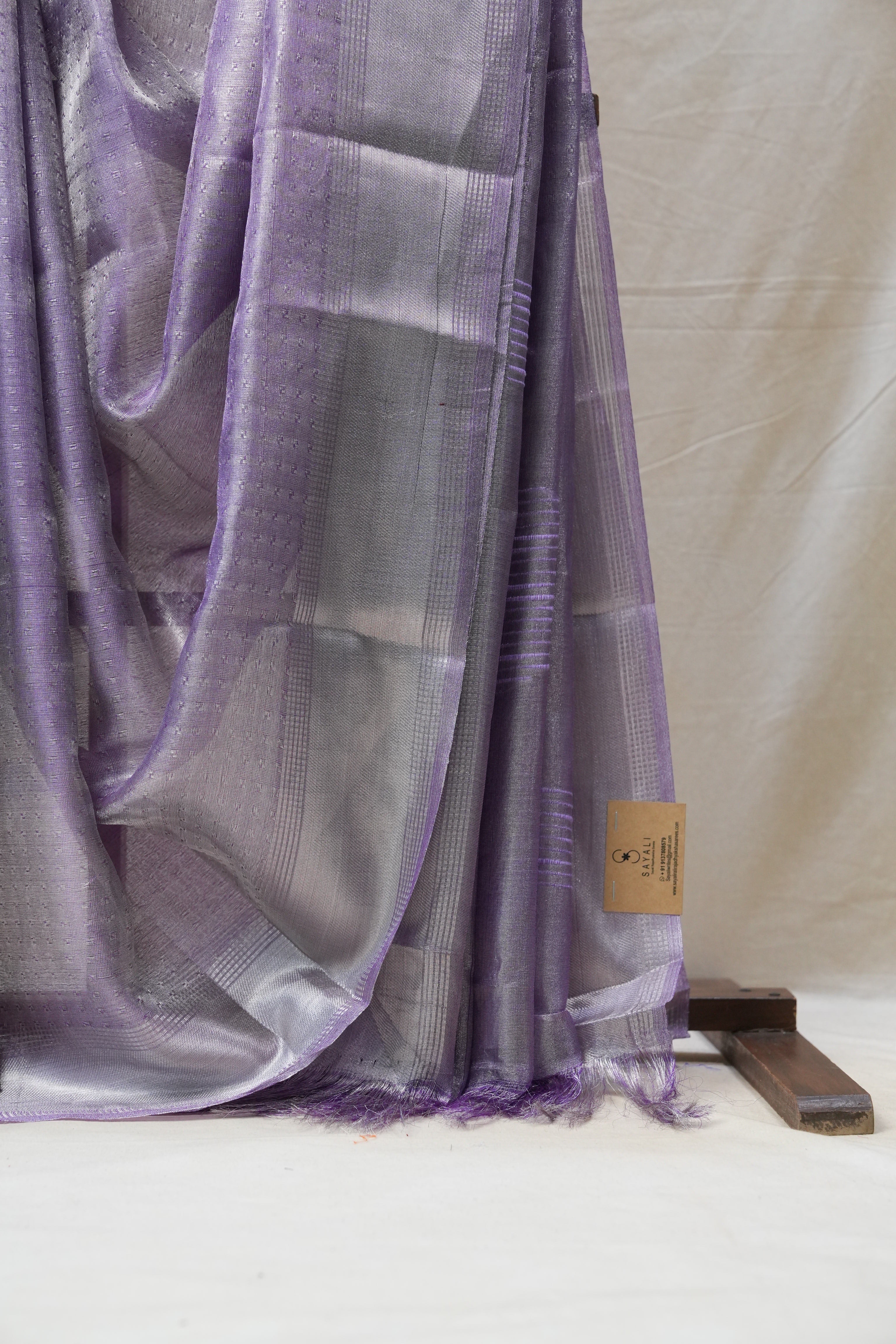 Purple Silver Tissue Tussar Silk Saree - SRPSTTSS451