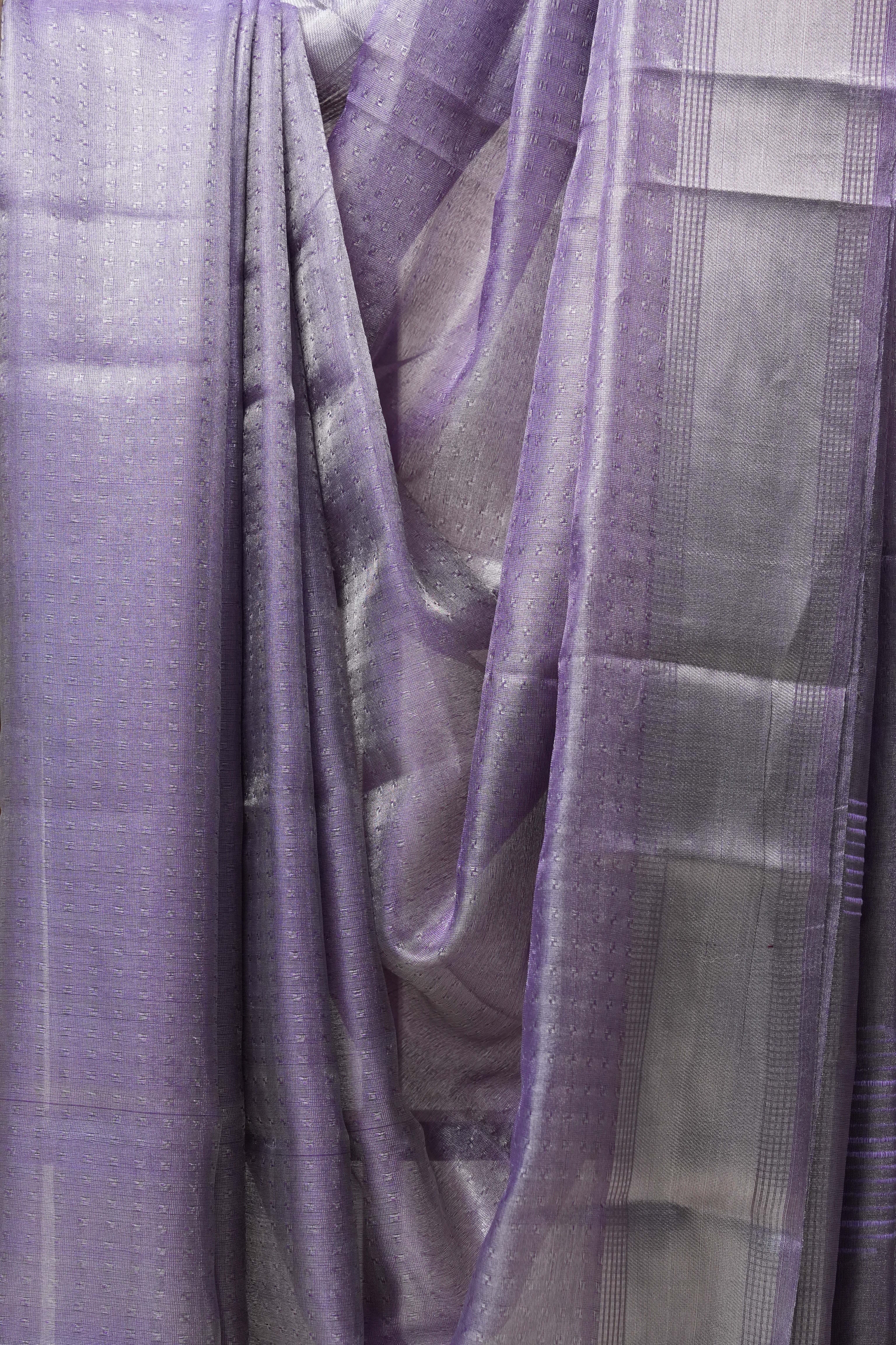 Purple Silver Tissue Tussar Silk Saree - SRPSTTSS451
