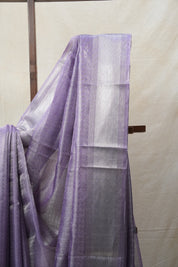 Purple Silver Tissue Tussar Silk Saree - SRPSTTSS451