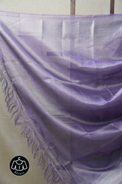 Purple Silver Tissue Tussar Silk Saree - SRPSTTSS451