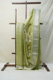 Light-Green Silver Tissue Tussar Silk Saree - SRLGSTTSS454