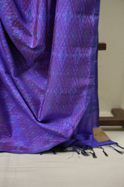 Blue Raw Silk Ikat Saree - SRBRISS1086