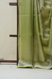 Light-Green Silver Tissue Tussar Silk Saree - SRLGSTTSS454