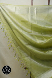 Light-Green Silver Tissue Tussar Silk Saree - SRLGSTTSS454