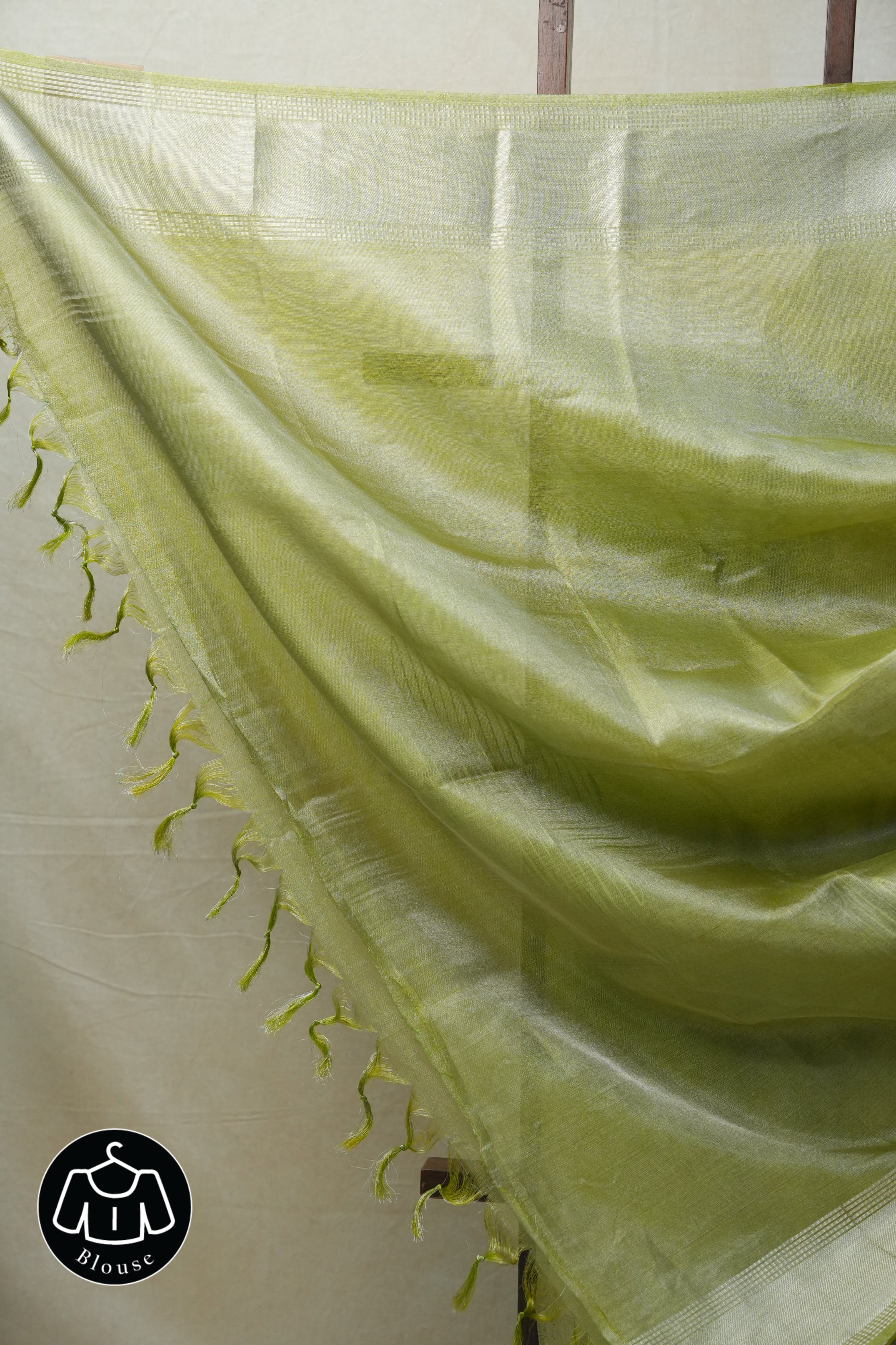 Light-Green Silver Tissue Tussar Silk Saree - SRLGSTTSS454