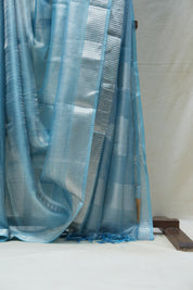 Sky Blue Tissue Tussar Silk Saree - SRSBTTSS411
