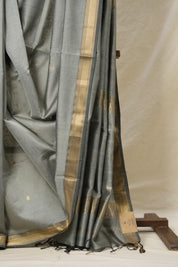 Steel Grey Maheshwari Saree - SRSGMS838