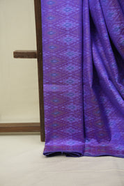 Blue Raw Silk Ikat Saree - SRBRISS1086