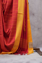 Red Bengal Cotton Saree - SRRCS130-PI