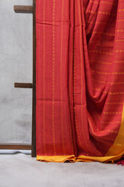 Red Bengal Cotton Saree - SRRCS130-PI
