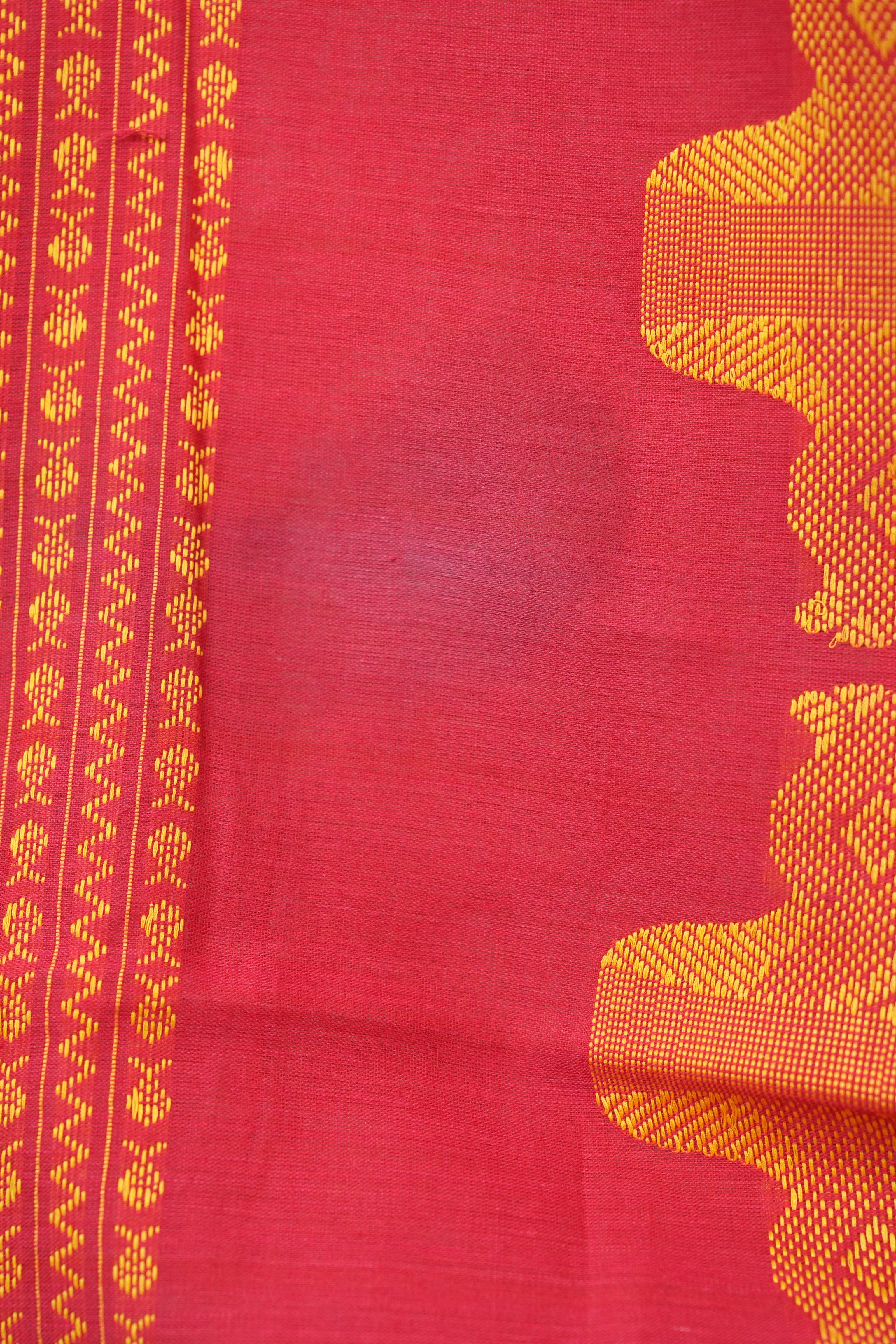 Red Bengal Cotton Saree - SRRCS130-PI