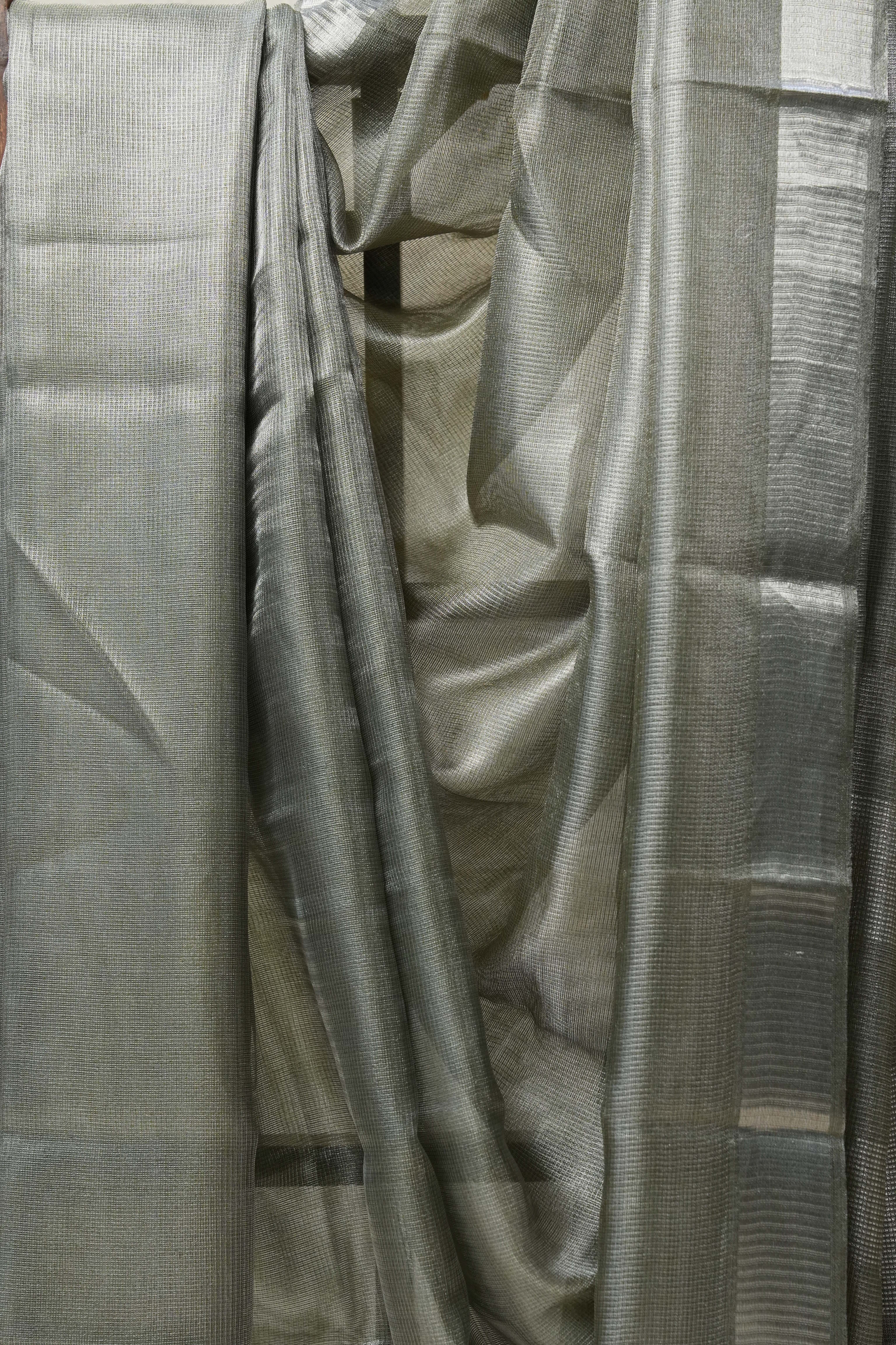 Green Tissue Tussar Silk Saree - SRGTTSS414