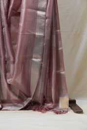 Maroon Tissue Tussar Silk Saree - SRMTTSS419