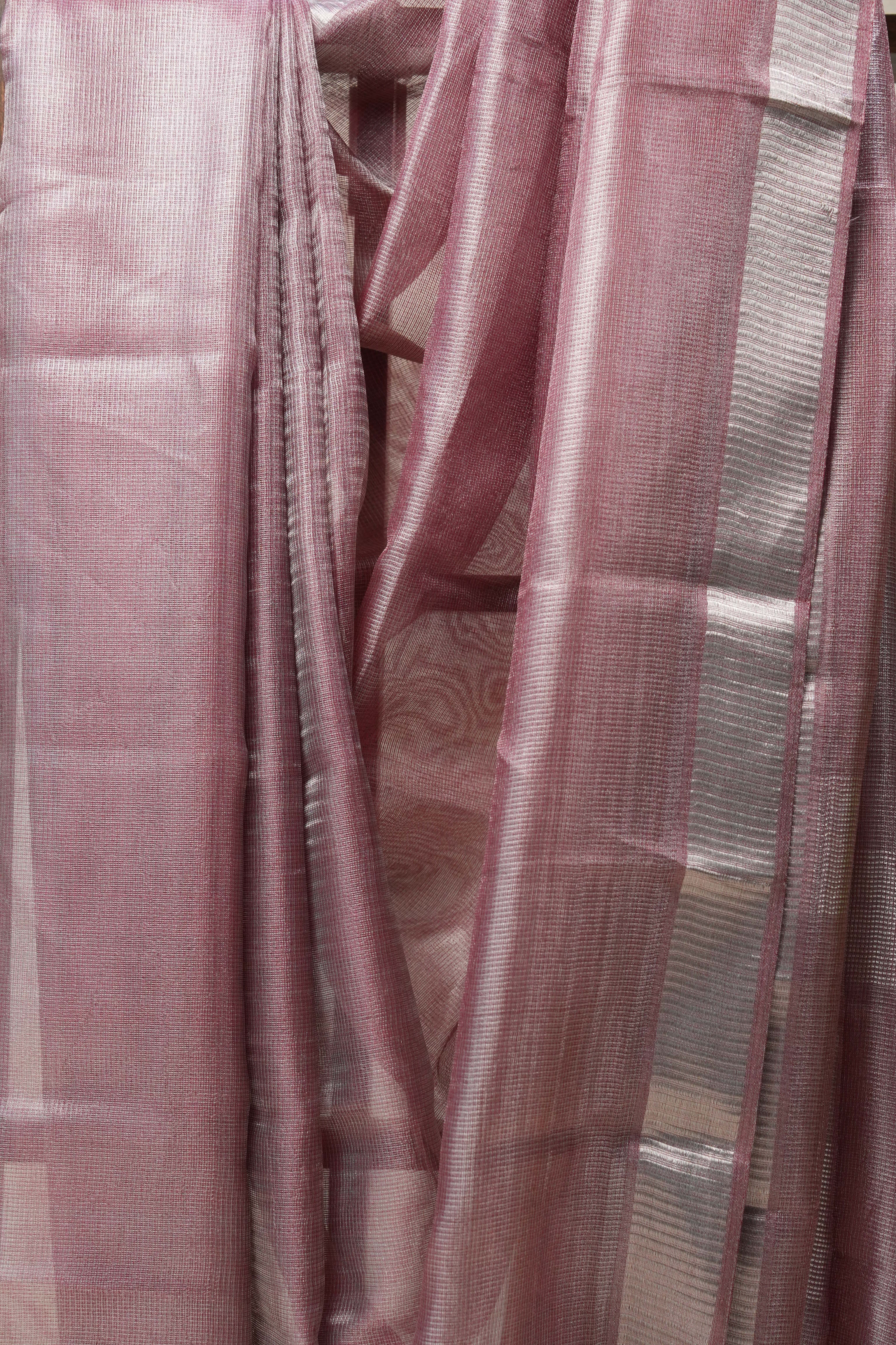 Maroon Tissue Tussar Silk Saree - SRMTTSS419