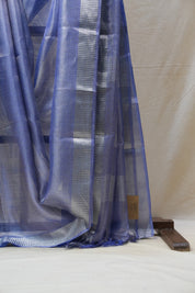 Blue Tissue Tussar Silk Saree - SRBTTSS417