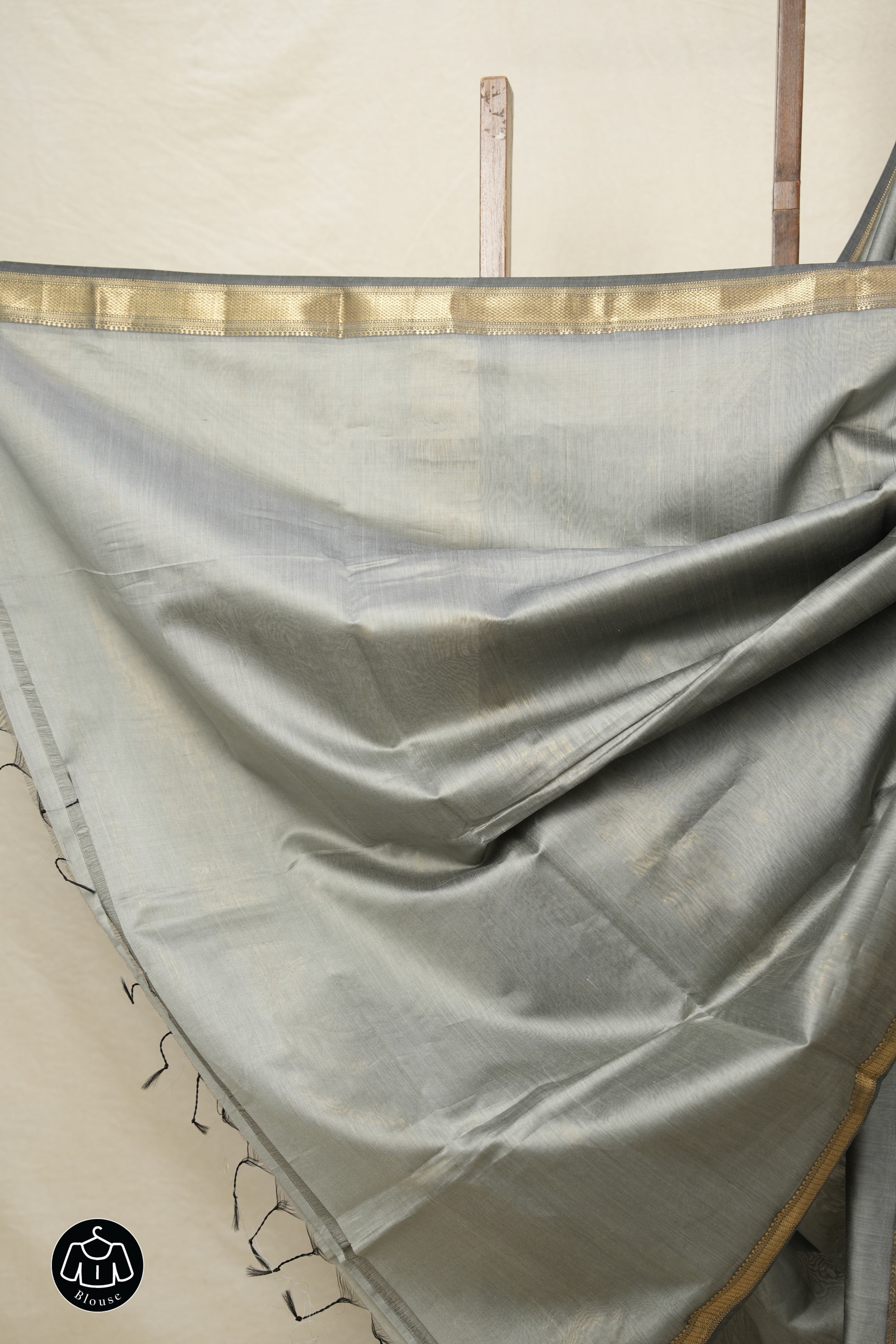 Steel Grey Maheshwari Saree - SRSGMS838