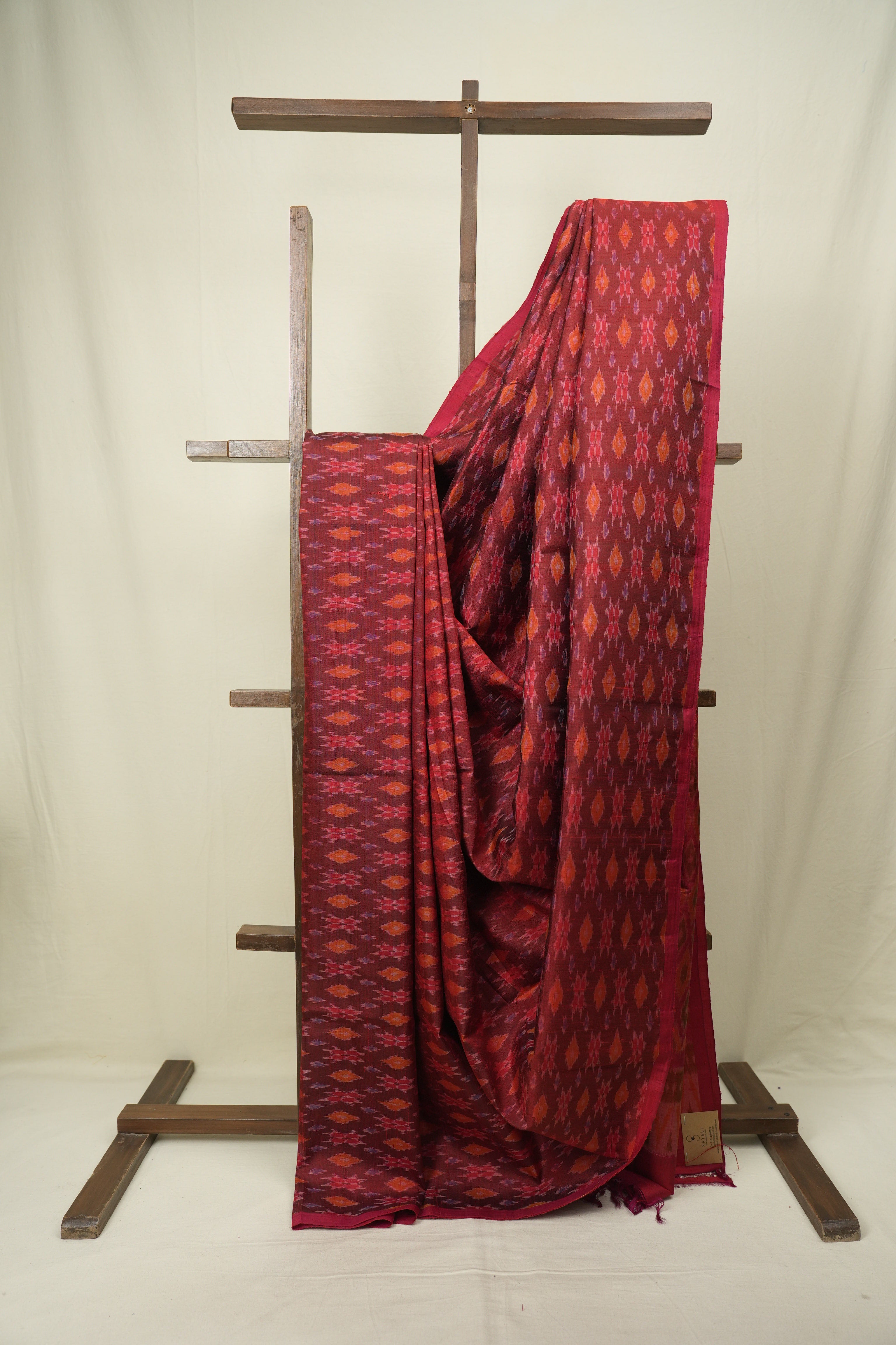 Maroon Raw Silk Ikat Saree - SRMRSIS1088