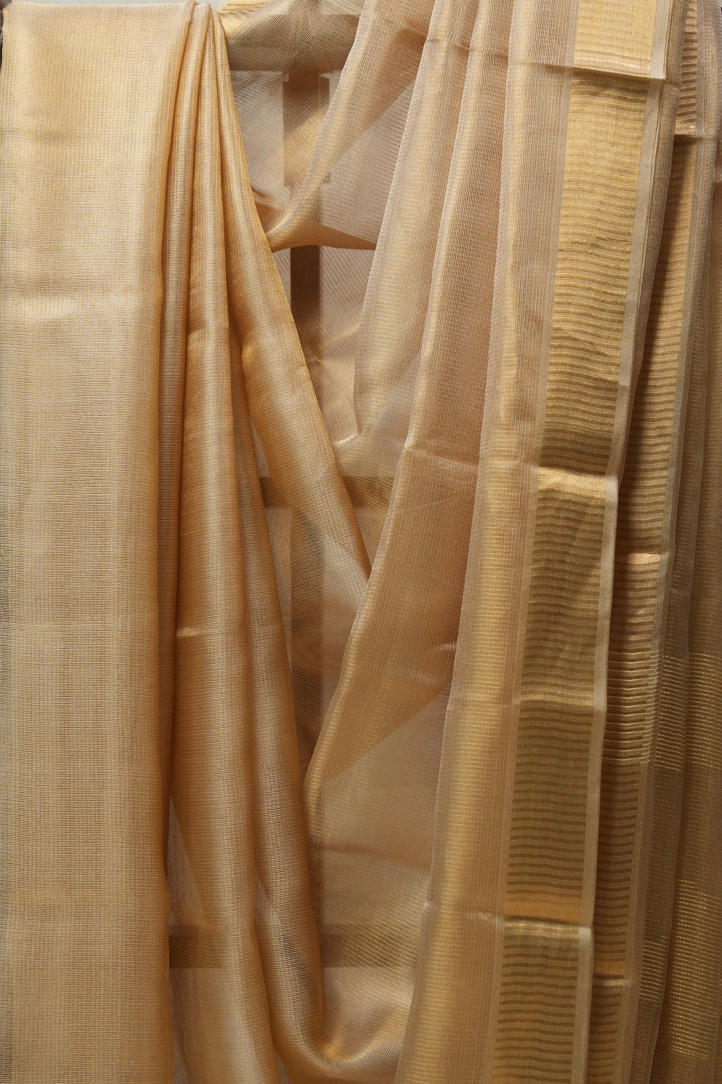 Beige Tissue Tussar Silk Saree - SRBTTSS410