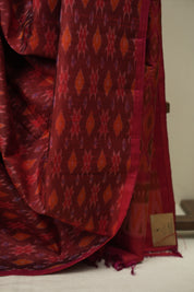 Maroon Raw Silk Ikat Saree - SRMRSIS1088